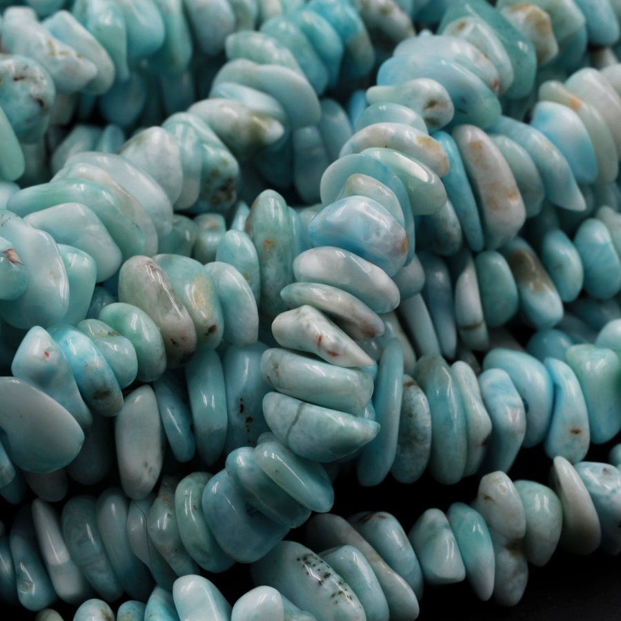 Natural Blue Larimar Freeform Chip Nugget Beads Stunning Real Genuine Blue Larimar Gemstone 16" Strand