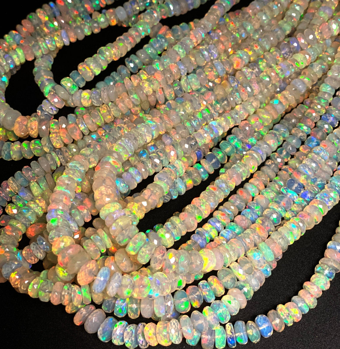 AA++ Quality Natural Ethiopian Opal Round Faceted Beads | Wholesale Ethiopian Opal | 3-5 MM | popular 16 Inches Necklace