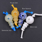 Natural Gemstone Guru Beads Three Holes T-Beads Mala Making 3 Holes  Prayer Beads Cones 10mm Natural Crystal Quartz Jasper Jade Fluorite