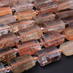 Natural Phantom Lodolite Quartz Faceted Rectangle Cushion Beads Golden Red Green Crystal Quartz Rutile 15.5" Strand