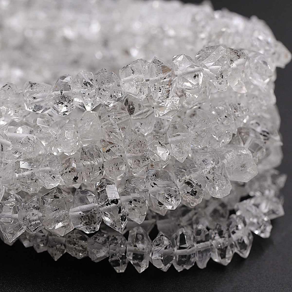 Herkimer Diamond AAA Grade Super Clear Natural Herkimer Diamond Quartz  Faceted Beads, 8 inch Long Diamond Beads, Raw Diamond Beads, 4x5-4x10 mm