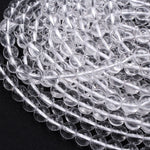 Real Genuine Super Clear AAA Natural Rock Crystal Quartz Round Beads 2mm 3mm 4mm 6mm 8mm 10mm 12mm 15.5" Strand
