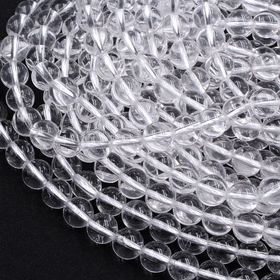 Real Genuine Super Clear AAA Natural Rock Crystal Quartz Round Beads 2mm 3mm 4mm 6mm 8mm 10mm 12mm 15.5" Strand