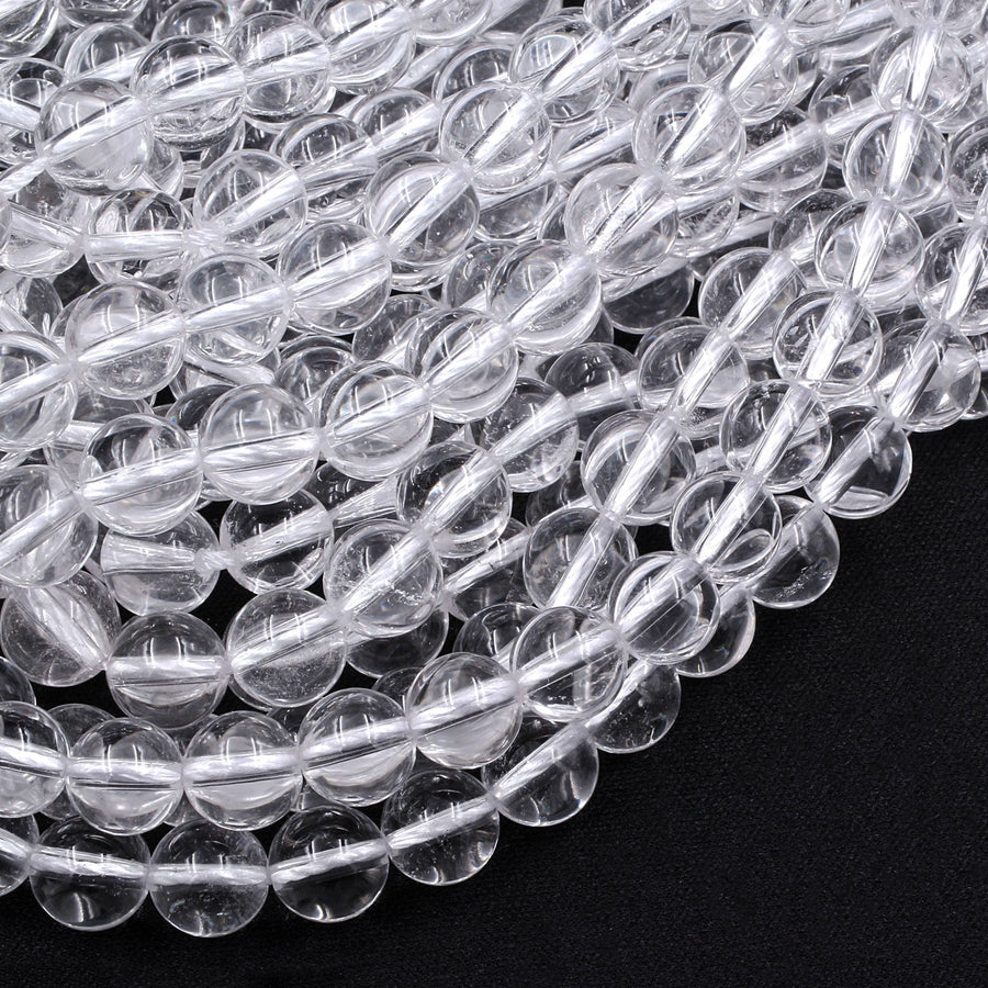Real Genuine Super Clear AAA Natural Rock Crystal Quartz Round Beads 2mm 3mm 4mm 6mm 8mm 10mm 12mm 15.5" Strand