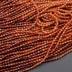 Multicolor Natural Orange Hessonite Garnet Faceted 2mm 3mm Round Beads Diamond Cut Gemstone 16" Strand