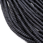 Matte Natural Onyx Rondelle 4mm 6mm 8mm Beads Quality Natural Black Gemstones 15.5" Strand