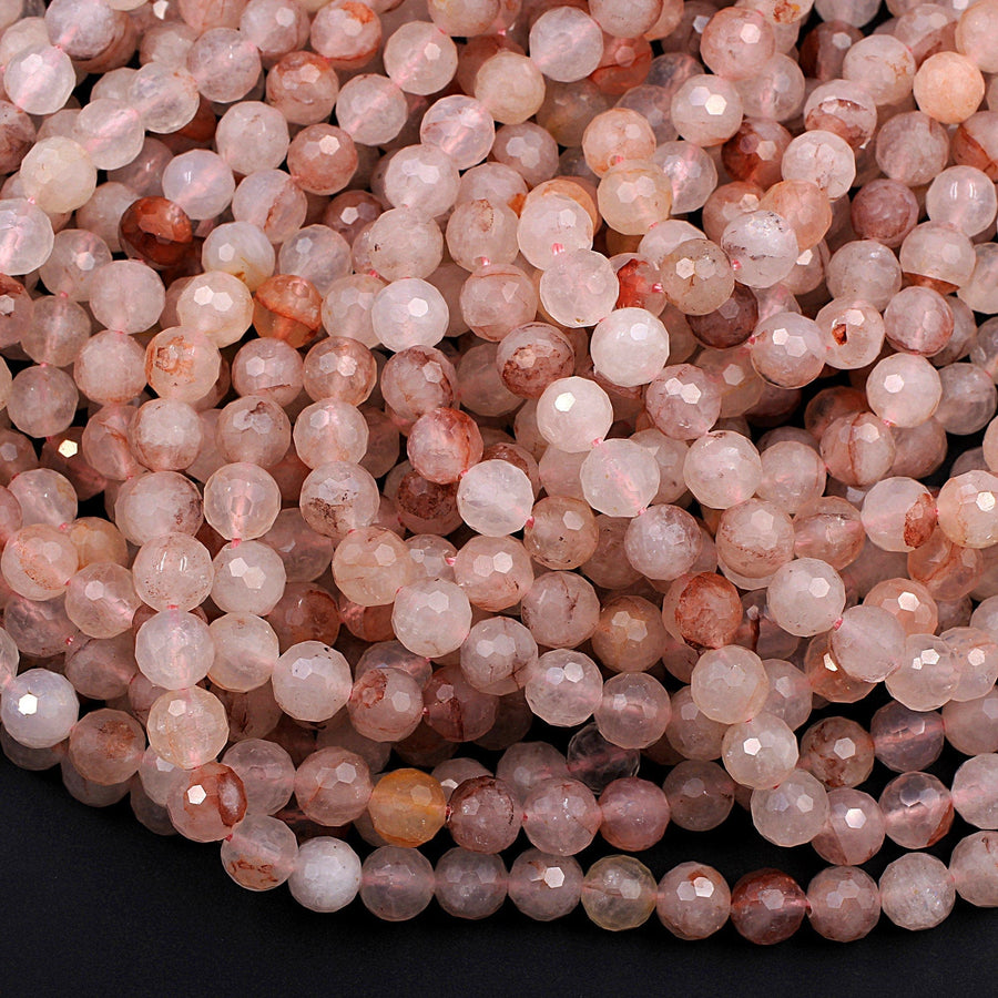 Faceted Red Hematoid Lepidocrocite Quartz 6mm 8mm 10mm Round Beads Rare Red Quartz Crystal Powerful Energy Stone 16" Strand
