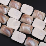 Large Shiva Eye Shell Beads Domed Rectangle Focal Pendant 16" Strand