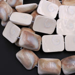 Large Shiva Eye Shell Beads Domed Rectangle Focal Pendant 16" Strand