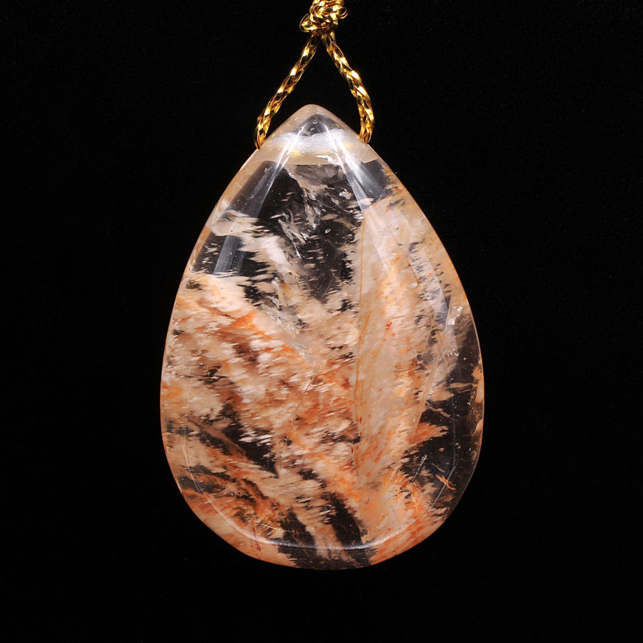 Rare Natural Red Phantom Quartz Puffy Teardrop Pendant