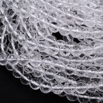 Faceted Natural Rock Quartz Round Beads 2mm 3mm 4mm 6mm 8mm 10mm 12mm Real Genuine Super Clear Crystal Quartz AAA 15.5" Strand
