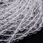 Faceted Natural Rock Quartz Round Beads 2mm 3mm 4mm 6mm 8mm 10mm 12mm Real Genuine Super Clear Crystal Quartz AAA 15.5" Strand