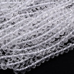Faceted Natural Rock Quartz Rondelle Beads 4mm 6mm 8mm Real Genuine Super Clear Crystal Quartz AAA 15.5" Strand
