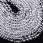 Faceted Natural Rock Quartz Rondelle Beads 4mm 6mm 8mm Real Genuine Super Clear Crystal Quartz AAA 15.5" Strand