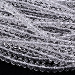 Faceted Natural Rock Quartz Rondelle Beads 4mm 6mm 8mm Real Genuine Super Clear Crystal Quartz AAA 15.5" Strand