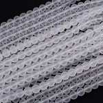 Matte Natural Rock Crystal Quartz Round Beads 4mm 6mm 8mm 10mm 16" Strand