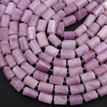 Natural Kunzite Faceted Tube Beads High Quality Violet Pink Purple Gemstone 15.5" Strand