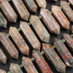 Large Lodalite Phantom Quartz Beads Double Terminated Points Top Side Drilled Healing Natural Red Crystal Focal Pendant 16" Strand