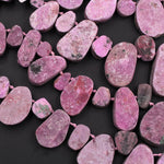 Natural Pink Cobalto Calcite Drusy Teardrop Focal Pendant Beads 16" Strand
