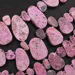 Natural Pink Cobalto Calcite Drusy Teardrop Focal Pendant Beads 16" Strand