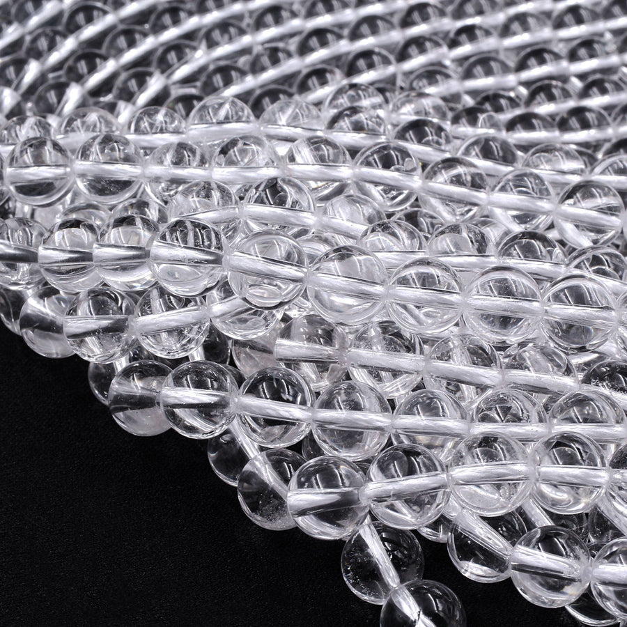 Real Genuine Super Clear AAA Natural Rock Crystal Quartz Round Beads 2mm 3mm 4mm 6mm 8mm 10mm 12mm 15.5" Strand