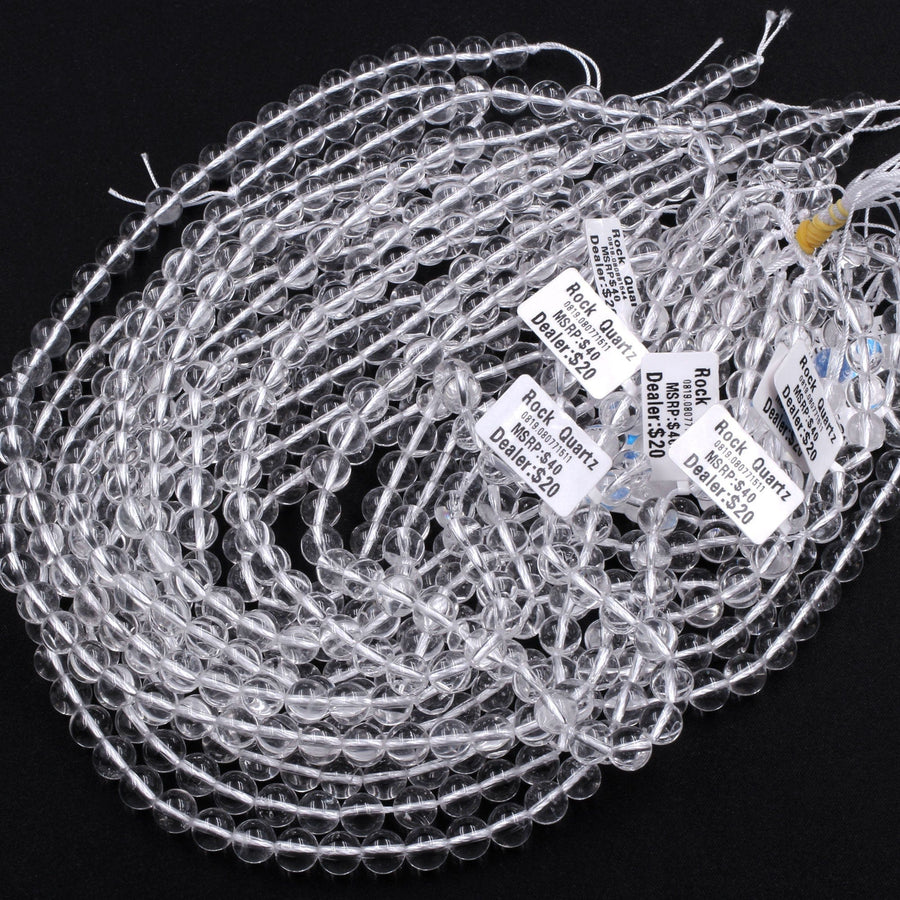 Real Genuine Super Clear AAA Natural Rock Crystal Quartz Round Beads 2mm 3mm 4mm 6mm 8mm 10mm 12mm 15.5" Strand