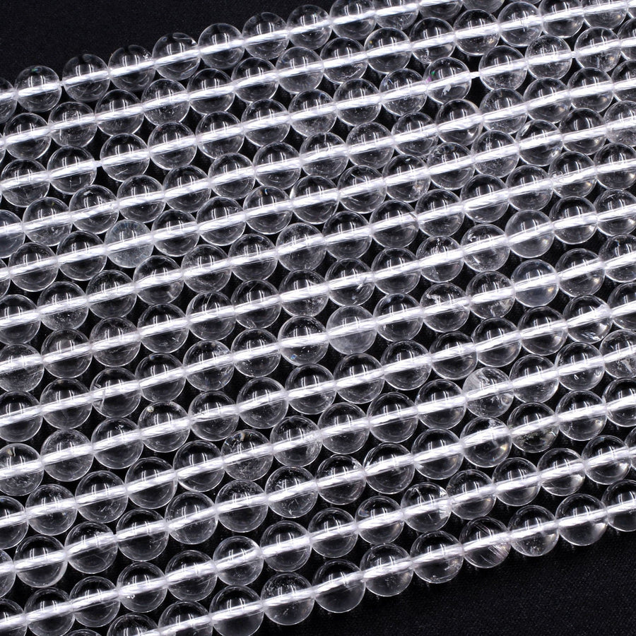 Real Genuine Super Clear AAA Natural Rock Crystal Quartz Round Beads 2mm 3mm 4mm 6mm 8mm 10mm 12mm 15.5" Strand