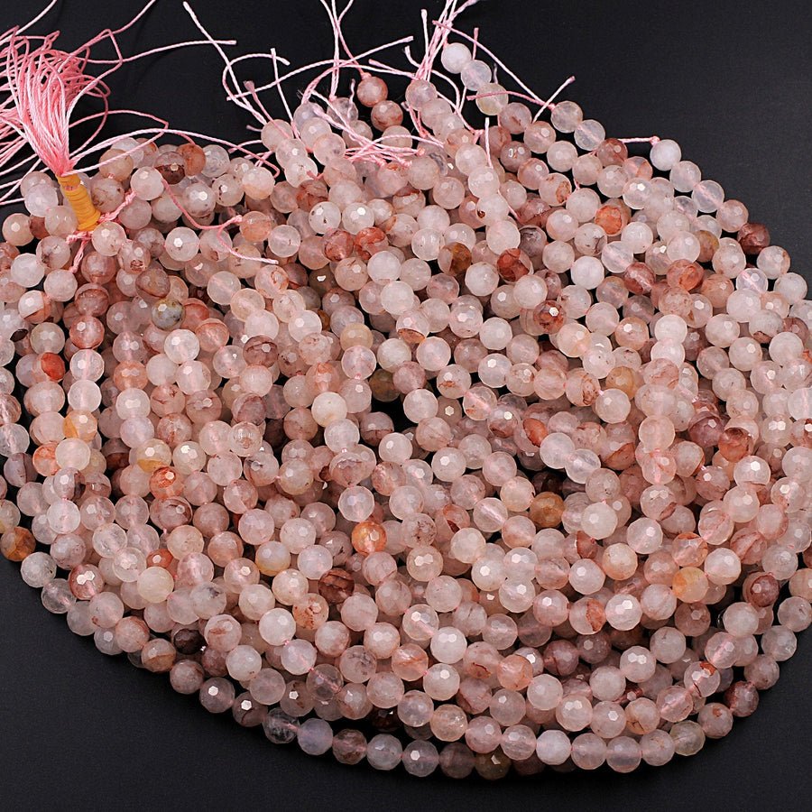 Faceted Red Hematoid Lepidocrocite Quartz 6mm 8mm 10mm Round Beads Rare Red Quartz Crystal Powerful Energy Stone 16" Strand