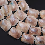 Large Shiva Eye Shell Beads Domed Rectangle Focal Pendant 16" Strand