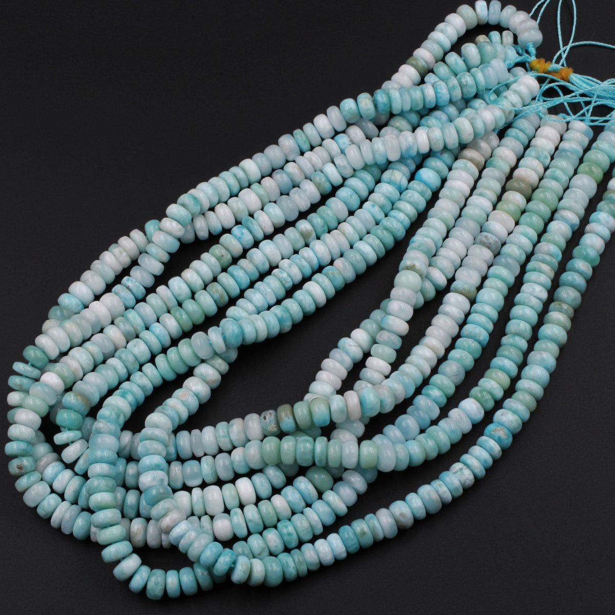 AAA QUALITY~~Natural Larimar Rondelle Smooth Beads Genuine Larimar Gemstone Beads Smooth Polished Larimar Beads Larimar String Gift For Her. 2024