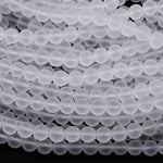 Matte Natural Rock Crystal Quartz Round Beads 4mm 6mm 8mm 10mm 16" Strand