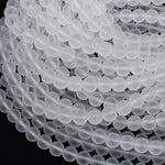 Matte Natural Rock Crystal Quartz Round Beads 4mm 6mm 8mm 10mm 16" Strand
