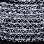Genuine 100% Natural Rock Quartz Faceted 6mm 8mm 10mm 12mm 14mm 16mm Round Beads AAA Gem Quality Geometric Diamond Star Cut 15.5" Strand