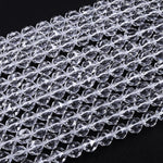 Genuine 100% Natural Rock Quartz Faceted 6mm 8mm 10mm 12mm 14mm 16mm Round Beads AAA Gem Quality Geometric Diamond Star Cut 15.5" Strand