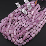 Natural Kunzite Faceted Tube Beads High Quality Violet Pink Purple Gemstone 15.5" Strand
