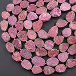 Natural Pink Cobalto Calcite Druzy Beads Hand Cut Freeform Oval Teardrop Shape 16" Strand