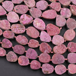 Natural Pink Cobalto Calcite Druzy Beads Hand Cut Freeform Oval Teardrop Shape 16" Strand