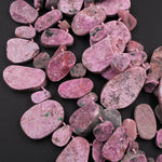 Natural Pink Cobalto Calcite Drusy Teardrop Focal Pendant Beads 16" Strand