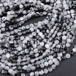 Faceted Black Tourmaline Rutilated Quartz Coin Beads 6mm 8mm 10mm 12mm 15.5" Strand
