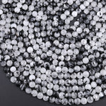 Faceted Black Tourmaline Rutilated Quartz Coin Beads 6mm 8mm 10mm 12mm 15.5" Strand