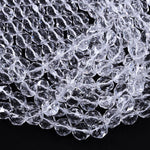 Genuine 100% Natural Rock Quartz Faceted 6mm 8mm 10mm 12mm 14mm 16mm Round Beads AAA Gem Quality Geometric Diamond Star Cut 15.5" Strand