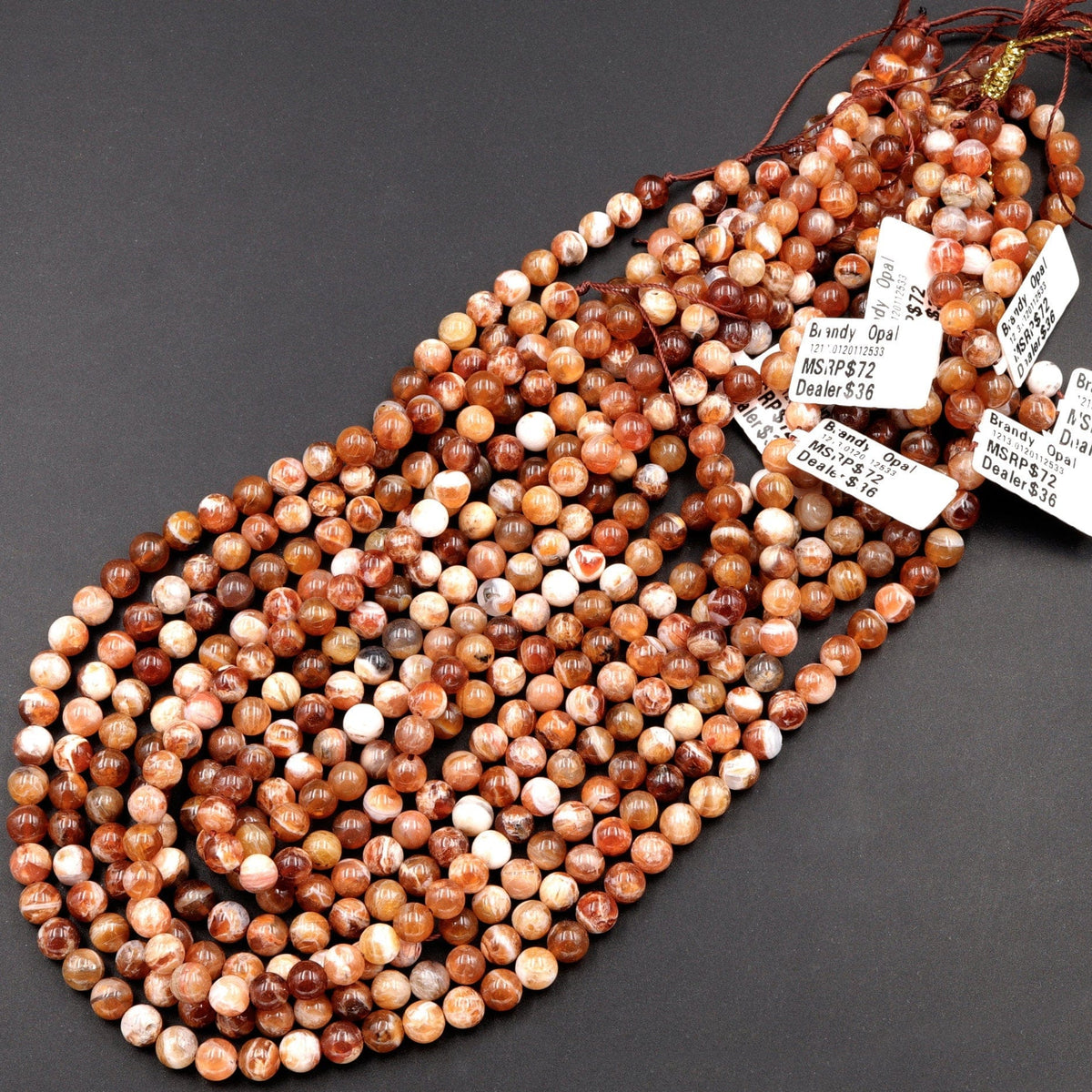 Natural Brandy Opal 6mm 8mm 10mm Round Beads 16" Strand Intrinsic Trading