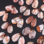 Drilled Laguna Lace Agate Freeform Earring Matched Gemstone Cabochon Stone Bead Pair