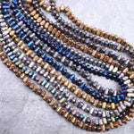 Matte Hematite 4mm Triangle Beads Silver Gold Blue Bronze Copper Blue Rainbow Gunmetal Black Colors 16" Strand
