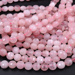 Faceted Madagascar Pink Rose Quartz 4mm 6mm 8mm 10mm Coin Beads Flat Disc Dazzling Facets Natural Gemstone 15.5" Strand