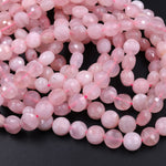 Faceted Madagascar Pink Rose Quartz 4mm 6mm 8mm 10mm Coin Beads Flat Disc Dazzling Facets Natural Gemstone 15.5" Strand