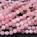 Faceted Madagascar Pink Rose Quartz 4mm 6mm 8mm 10mm Coin Beads Flat Disc Dazzling Facets Natural Gemstone 15.5" Strand