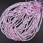 Natural Violet Purple Pink Kunzite Faceted 4mm Cube Beads Micro Faceted Laser Diamond Cut 15.5" Strand
