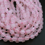 AAA Natural Pink Rose Quartz 8mm Beads Faceted Energy Prism Double Point Cut 15.5" Strand