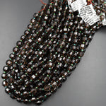 Natural Smoky Quartz 10mm Beads Faceted Energy Prism Double Terminated Points 15.5" Strand